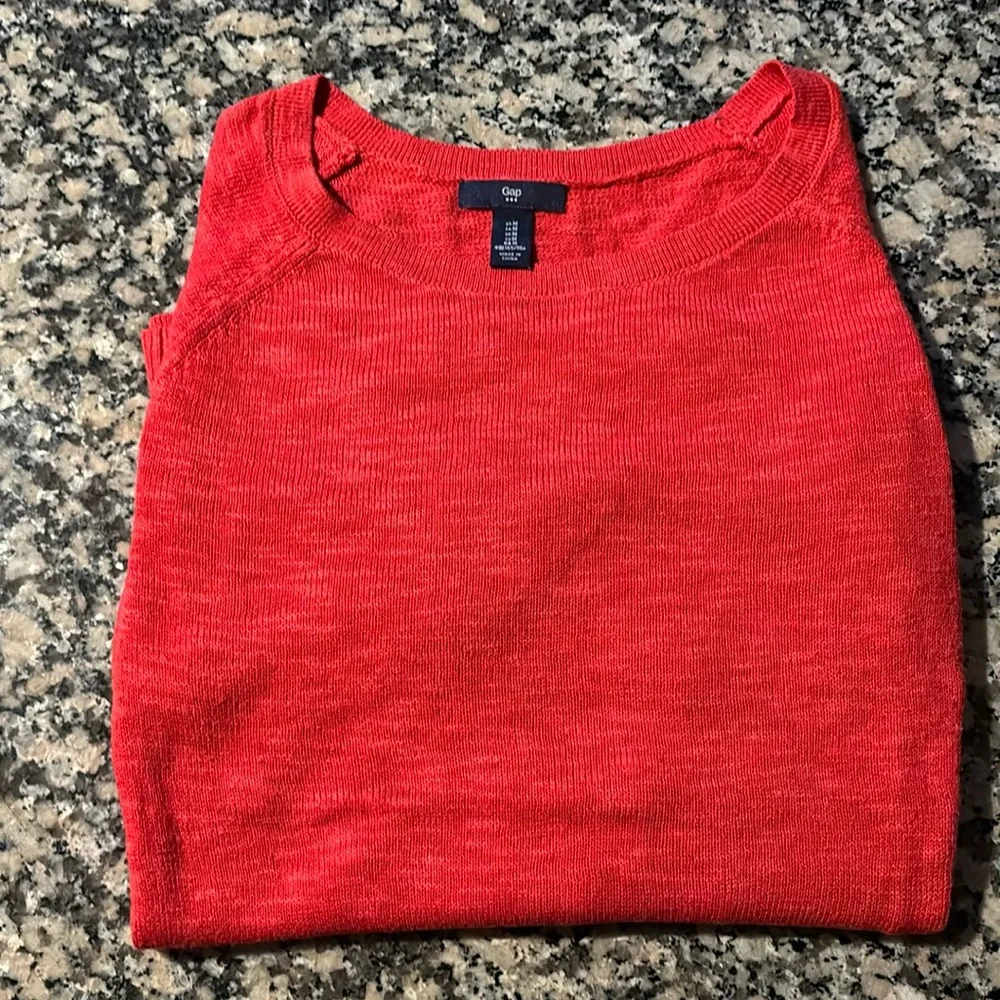 Gap lightweight knitting sweater cotton Sz M heather orange - Picture 4 of 13